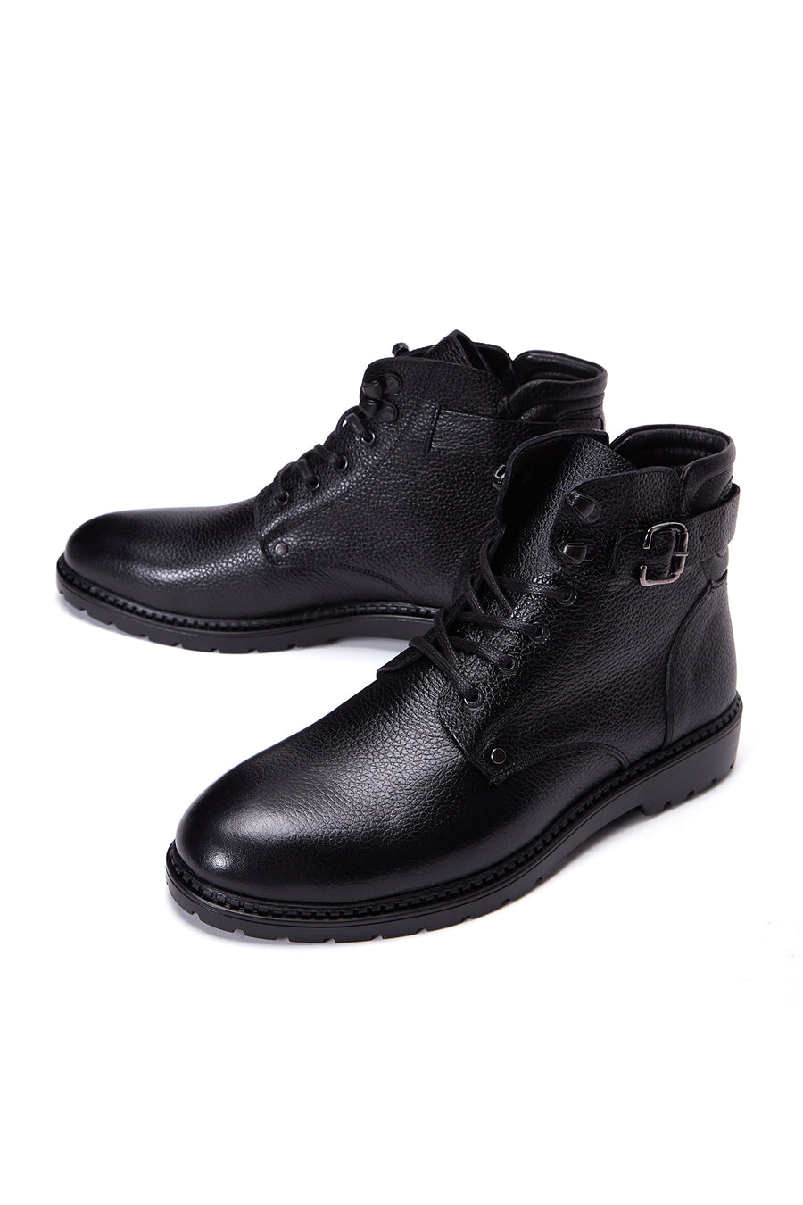 Men's Black Leather Zippered Boots