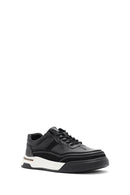 Erkek Siyah Bağcıklı Deri Sneaker | Derimod