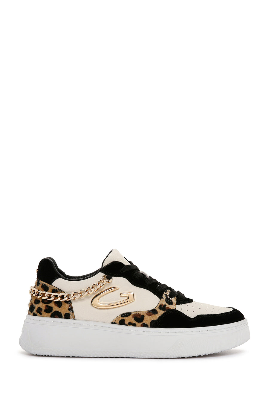 Alberto Guardiani Women's Black Chain Leather Sneaker G03G100011 | Derimod