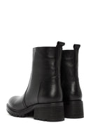 Woman Black Zip Closure Leather Boots | Derimod