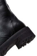 Women's Black Leather Zippered Boots | Derimod