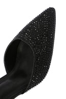 Women's Black Stone Open-Back Heeled Shoes | Derimod