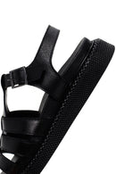 Women's Black Strappy Leather Comfort Sandals | Derimod