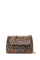 Women's Multicolored Long Chain Strap Stone-Embellished Evening Shoulder Bag | Derimod