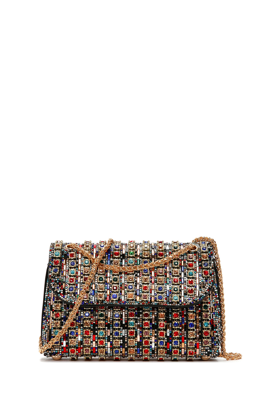 Women's Multicolored Long Chain Strap Stone-Embellished Evening Shoulder Bag 25ABD2954TS | Derimod