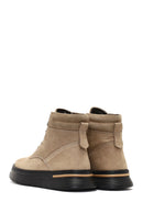 Men's Beige Lace-Up Thick-Soled Nubuck Leather Boots | Derimod