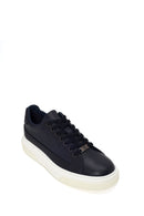 Erkek Lacivert Bağcıklı Kalın Tabanlı Deri Sneaker | Derimod
