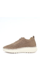 Woman Mink Lace-Up Thick-Soled Patterned Suede Comfort Shoes | Derimod
