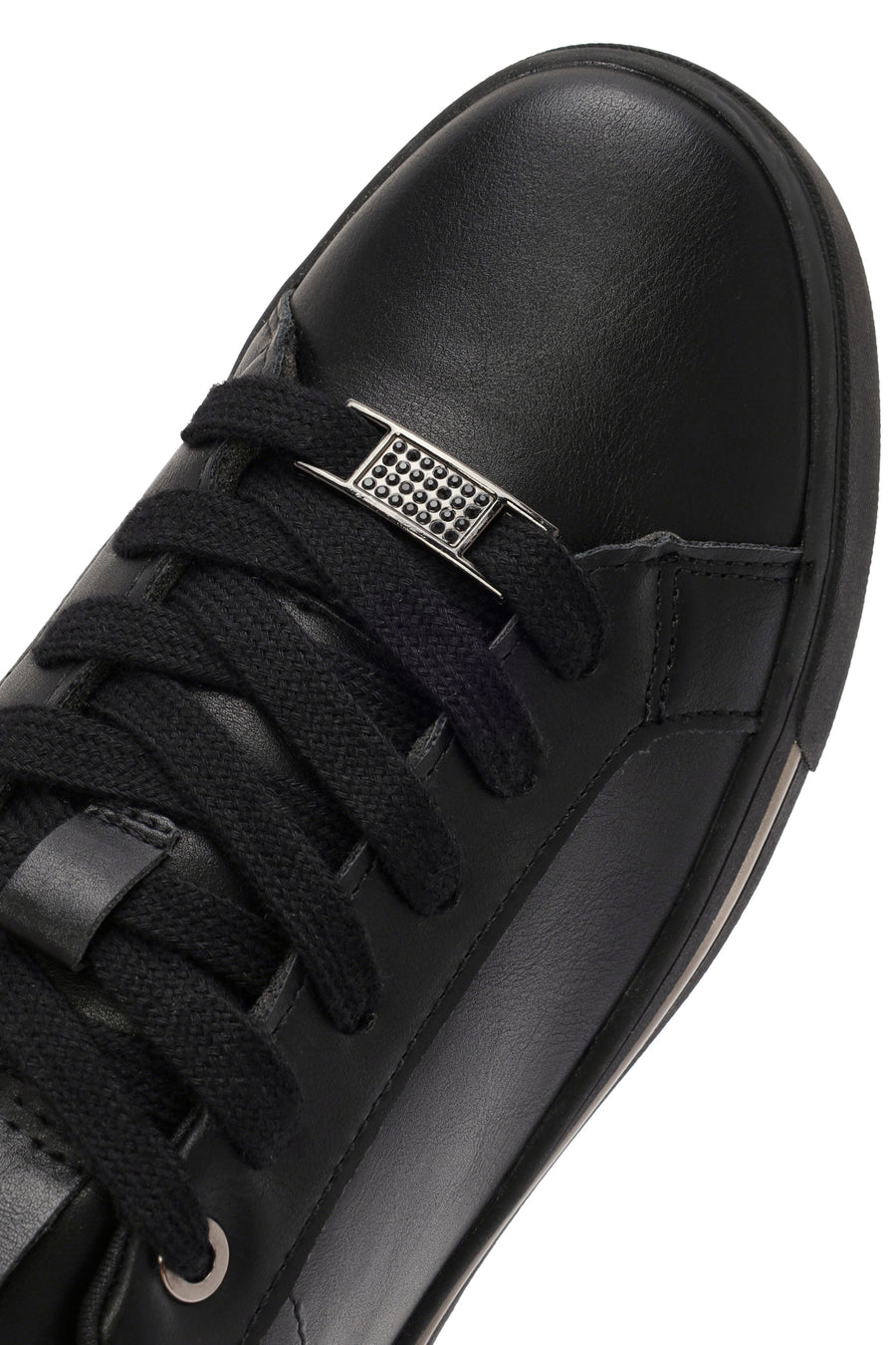 Kadın Siyah Bağcıklı Taşlı Sneaker