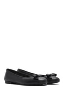 
Women's Black Leather Ballet Flats with Bow
 | Derimod