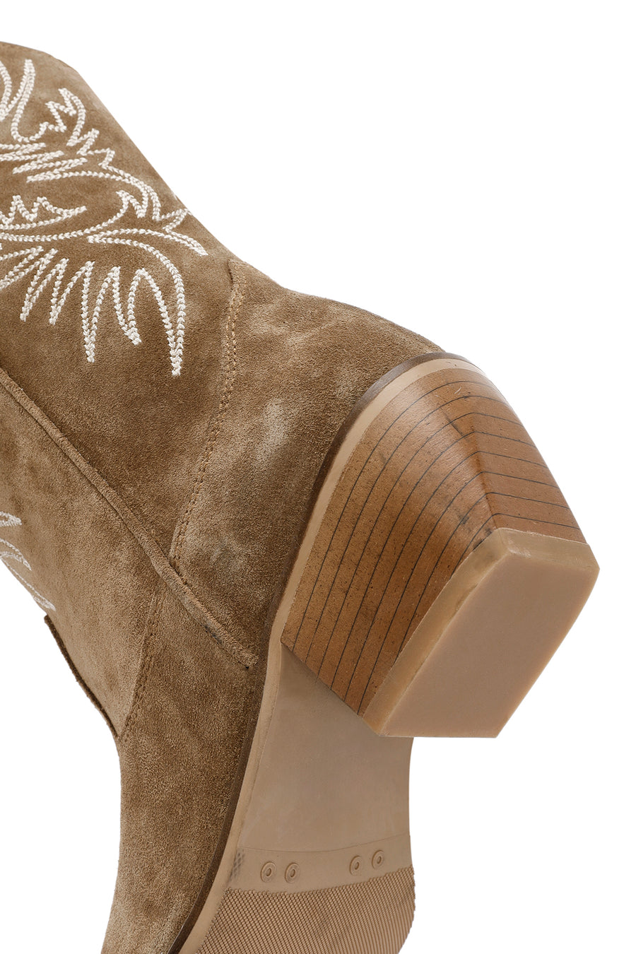 Women's Brown Suede Leather Heeled Cowboy Boots
