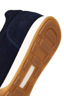 Male Navy Lace-up Suede Leather Sneaker | Derimod