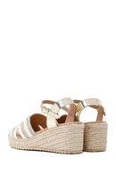 Women's Cream Ankle Buckle Wedge Heel Espadrille Sandals | Derimod