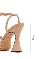 Women's Beige Ankle Strap Thick High Heel Evening Sandals | Derimod