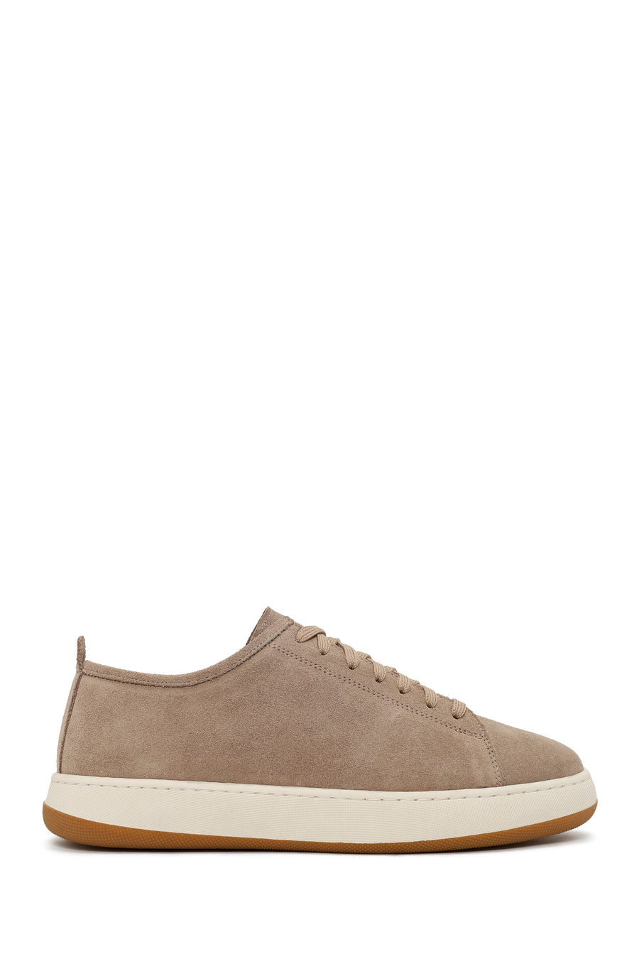 Erkek Bej Bağcıklı Kalın Tabanlı Süet Deri Sneaker WM700011DS | Derimod