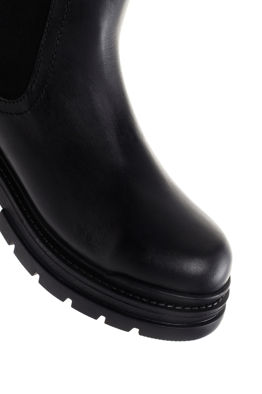 Women's Black Leather Chelsea Boots