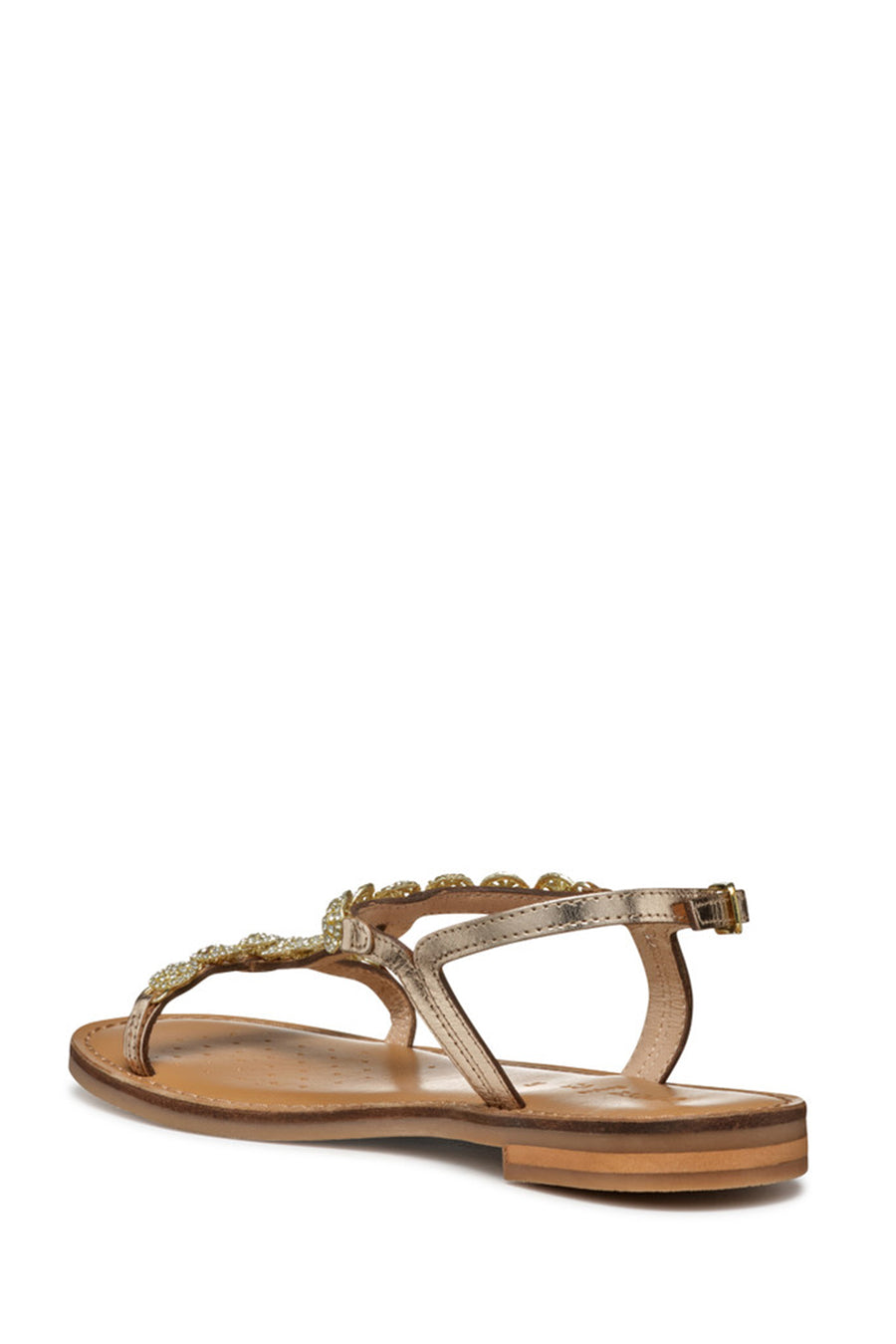 Geox Women Gold Maddalusia C Stone Metallic Leather Sandal