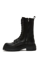 Women's Black Zippered Leather Boots | Derimod