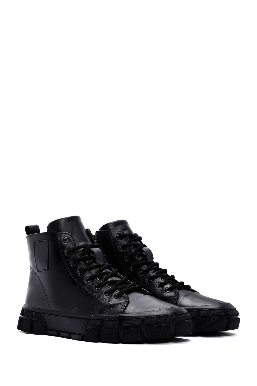 Men's Black Leather High Top Sneaker