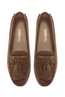 Women's Tan Tassel Suede Leather Loafer | Derimod