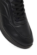 Erkek Siyah Bağcıklı Kalın Tabanlı Deri Casual Sneaker | Derimod