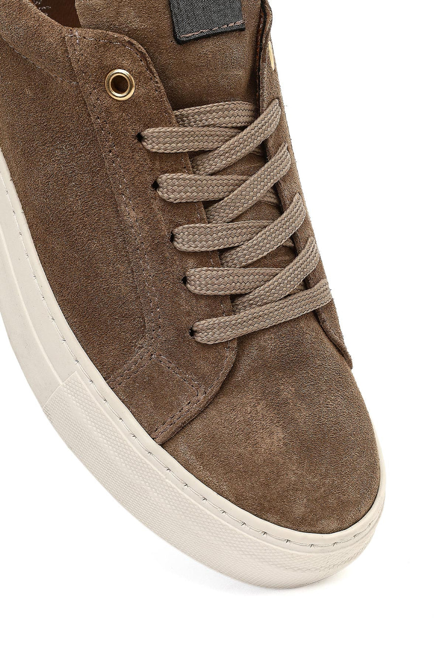 Kadın Bej Bağcıklı Süet Deri Sneaker