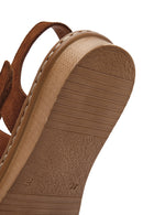 Women's Tan Suede Leather Comfort Sandals | Derimod