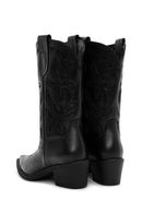 Women's Black Leather Cowboy Boots | Derimod