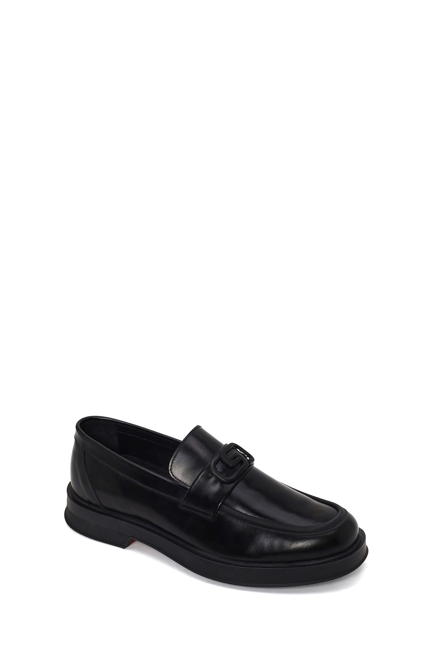 Erkek Siyah Tokalı Deri Casual Loafer