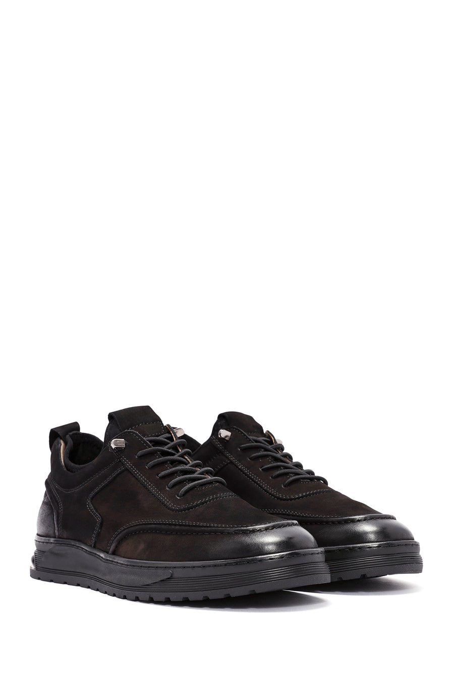 
Men's Black Lace-Up Suede Leather Casual Shoes
