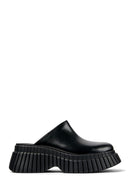 Camper Women's Black Bcn Thick Soled Leather Slippers | Derimod