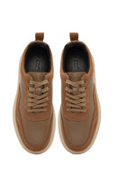 Male Mink Lace-Up Thick-Soled Leather Sneaker | Derimod