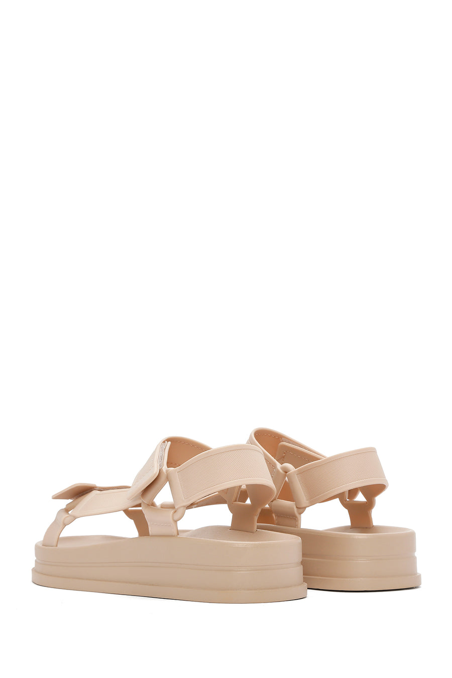 Women's Beige Strappy Thick Soled Jelly Sandals