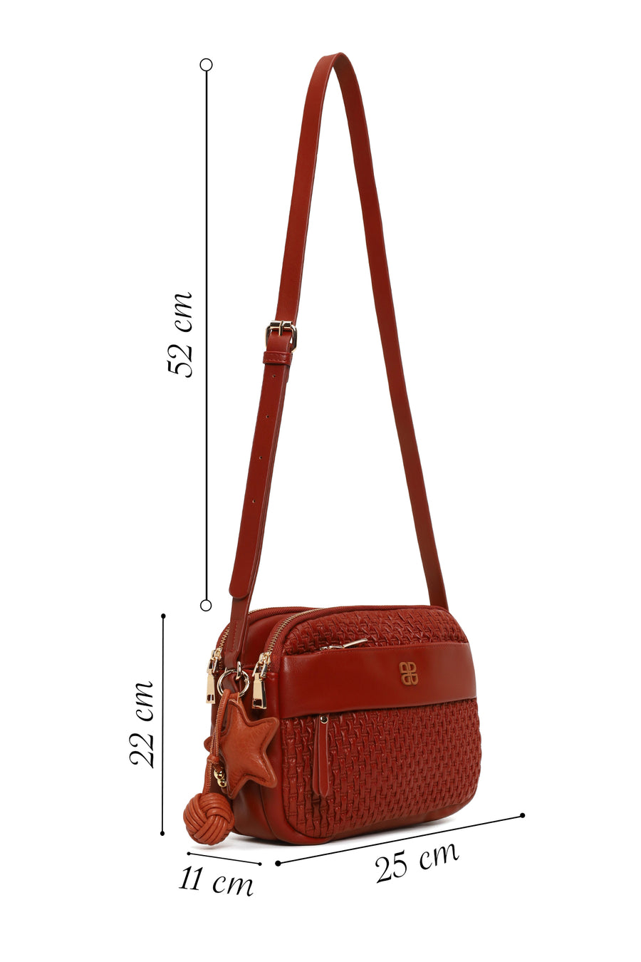 Woman Dark Orange Long-Strap Crossbody Bag