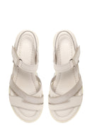 Woman Cream Ankle-Strap Leather Sandals | Derimod