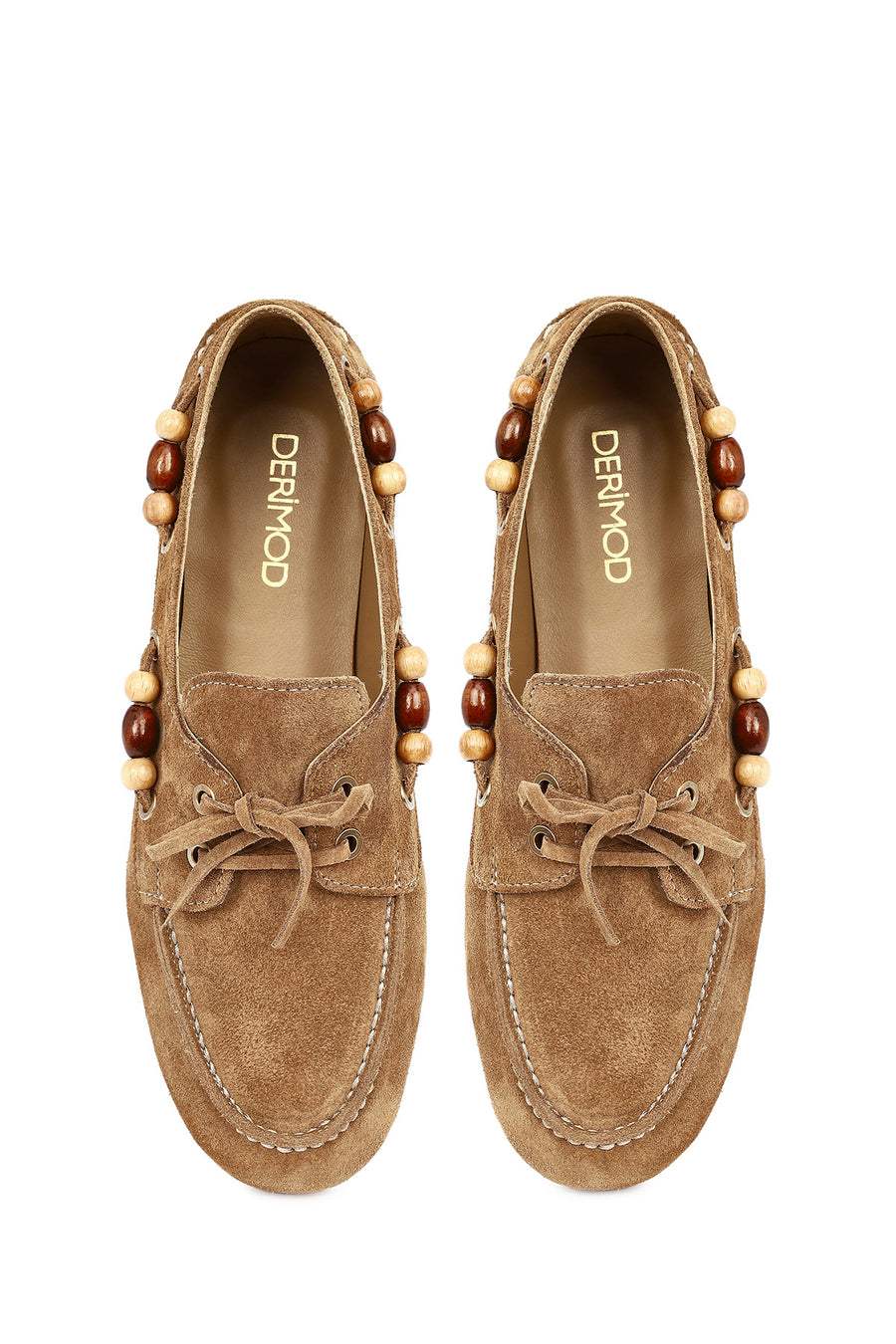 Women's Tan Suede Leather Loafer with Accessory Details