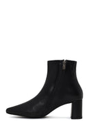 Derimod Flex Woman Black Zip Closure Chunky-Heeled Leather Boots | Derimod