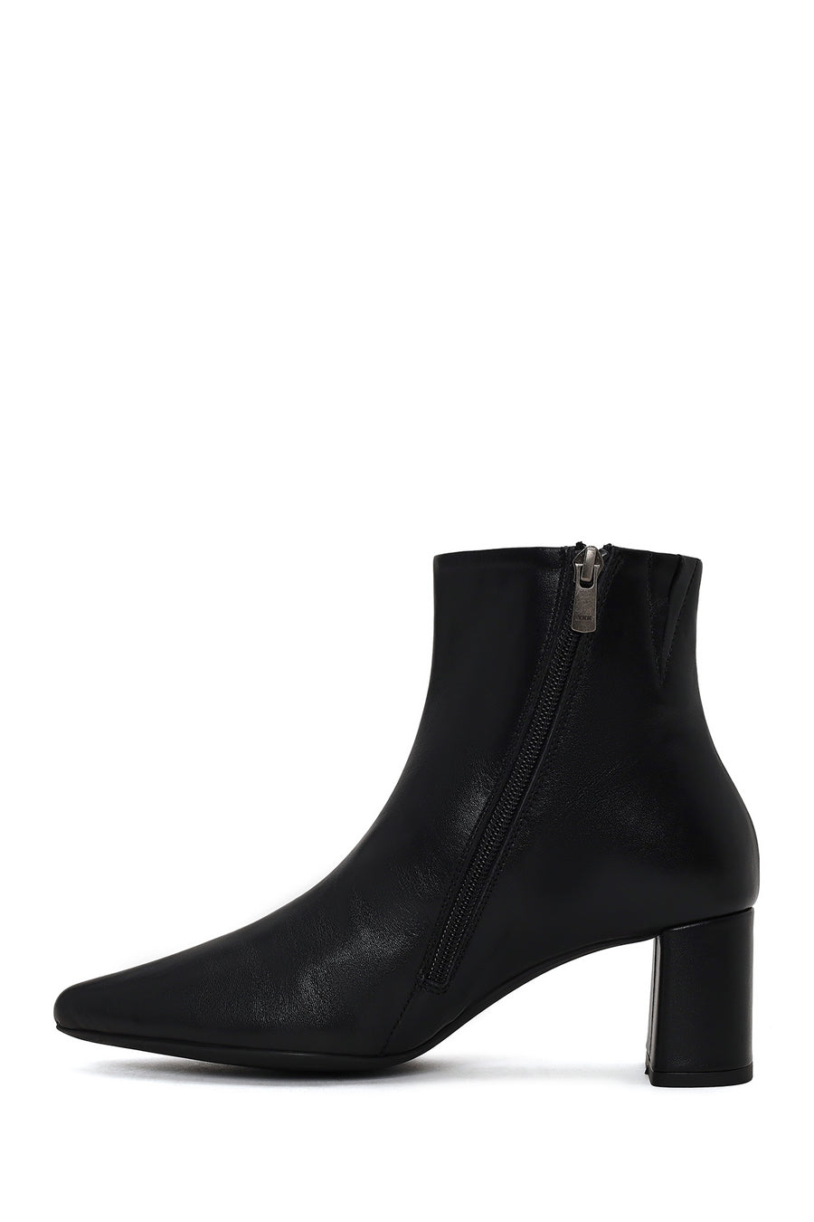 Derimod Flex Woman Black Zip Closure Chunky-Heeled Leather Boots