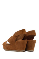 Woman Mink Strappy Wedge Heel Suede Sandal | Derimod