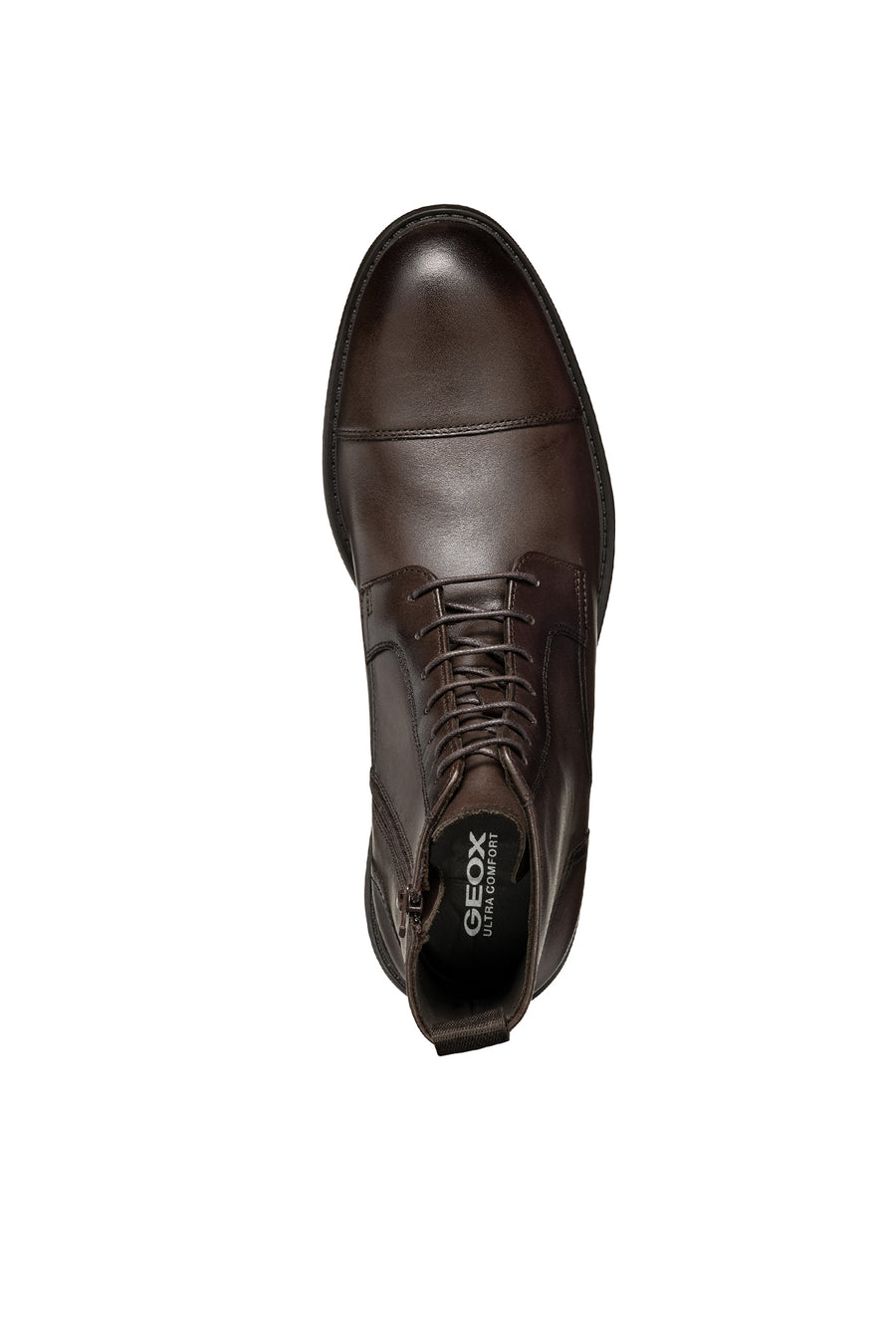 Geox Men's Brown Walk Pleasure Lace-Up Leather Combat Boots