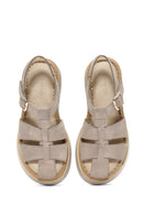 Women's Mink Ankle Buckle Thick-Soled Suede Leather Comfort Sandals | Derimod