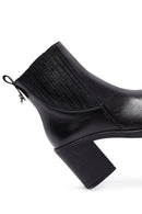 Woman Black Chunky Heels Leather Chelsea Boots | Derimod