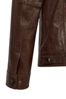 Wade Erkek Kahverengi Slim-Fit Deri Ceket | Derimod