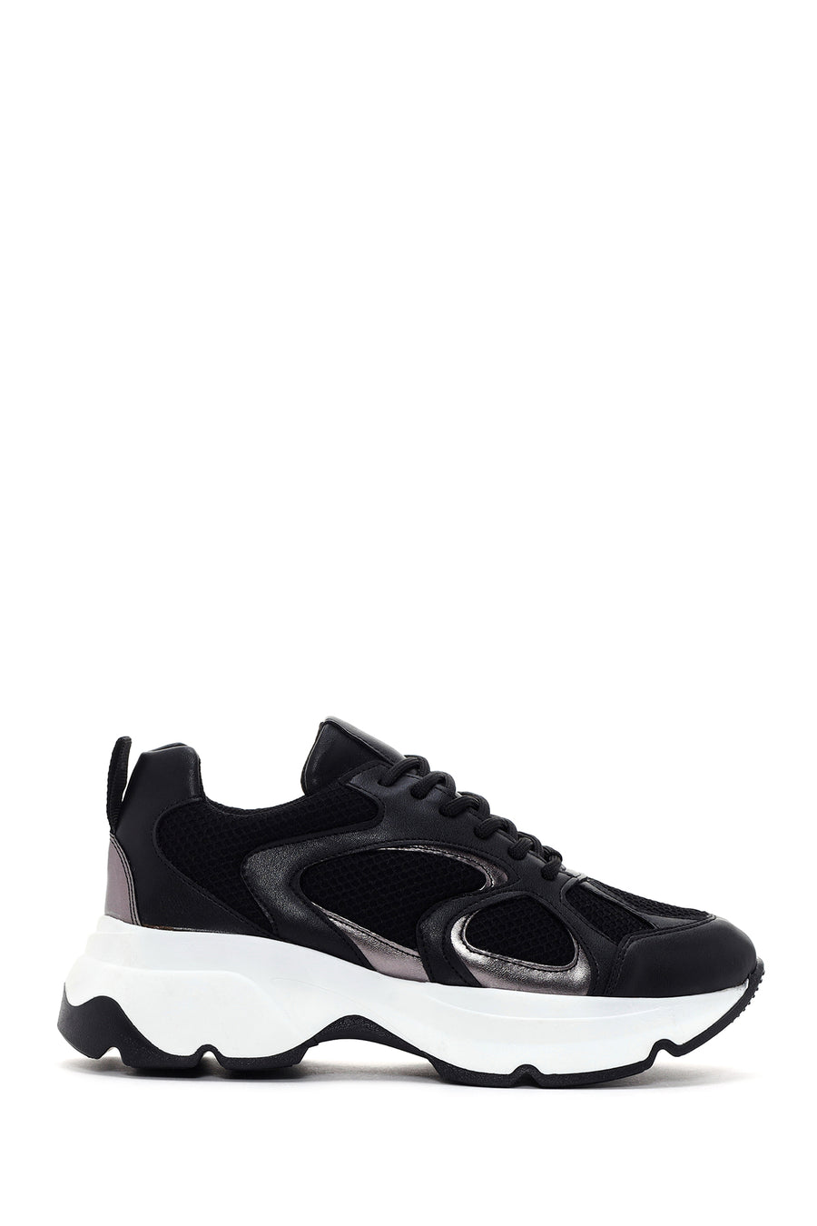 Women's Black Thick Sole Lace-Up Sneakers 24WFE220314 | Derimod