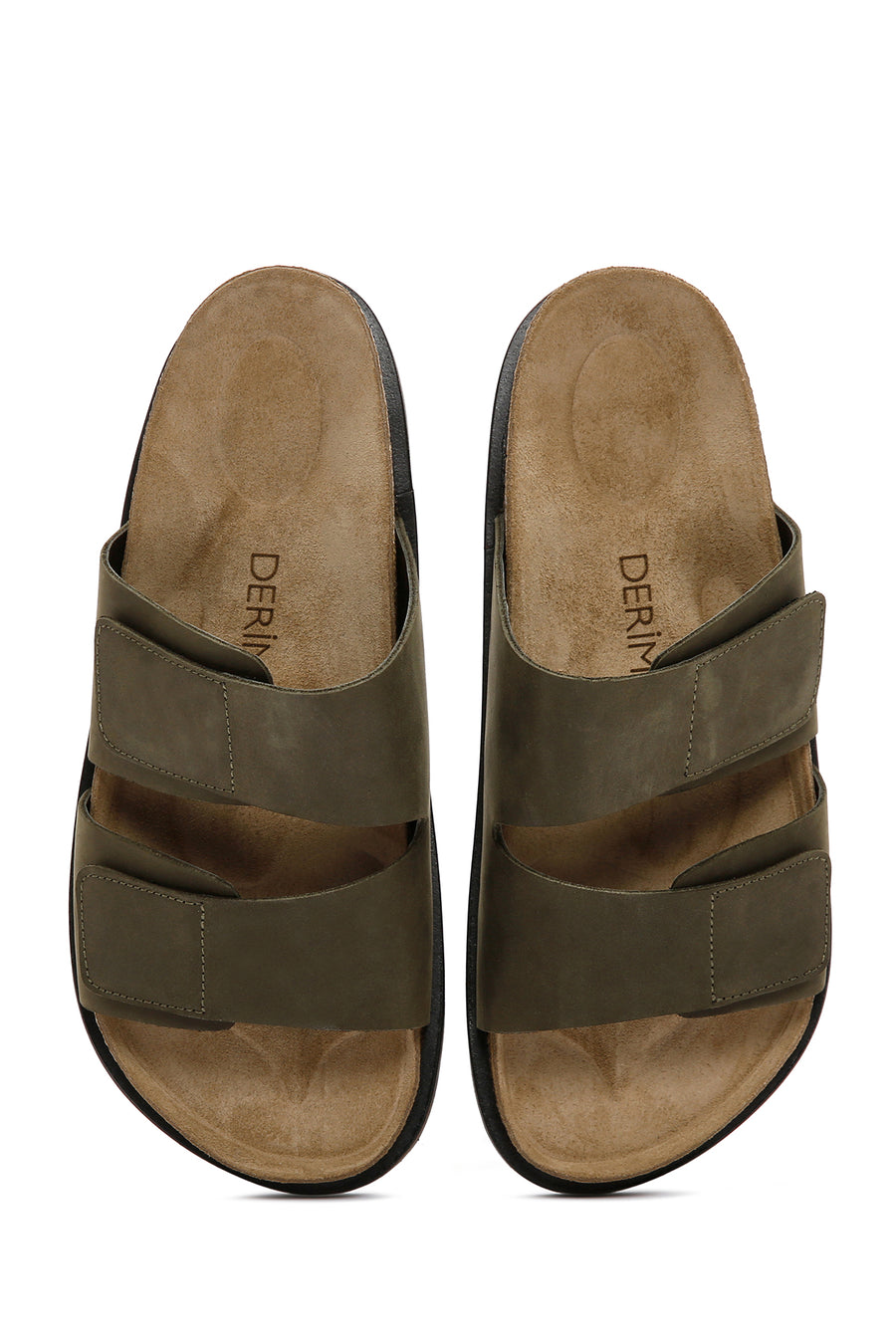 Erkek Haki Nubuk Deri Terlik