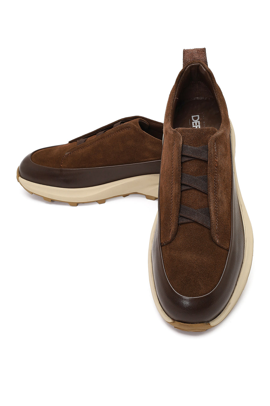Erkek Kahverengi Kalın Tabanlı Deri Casual Sneaker