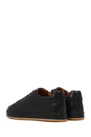 Erkek Siyah Bağcıklı Deri Sneaker | Derimod