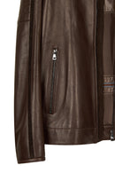 Palmer Male Brown Mandarin Collar Leather Jacket | Derimod