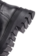 Woman Black Zippered Thick Sole Leather Boat | Derimod