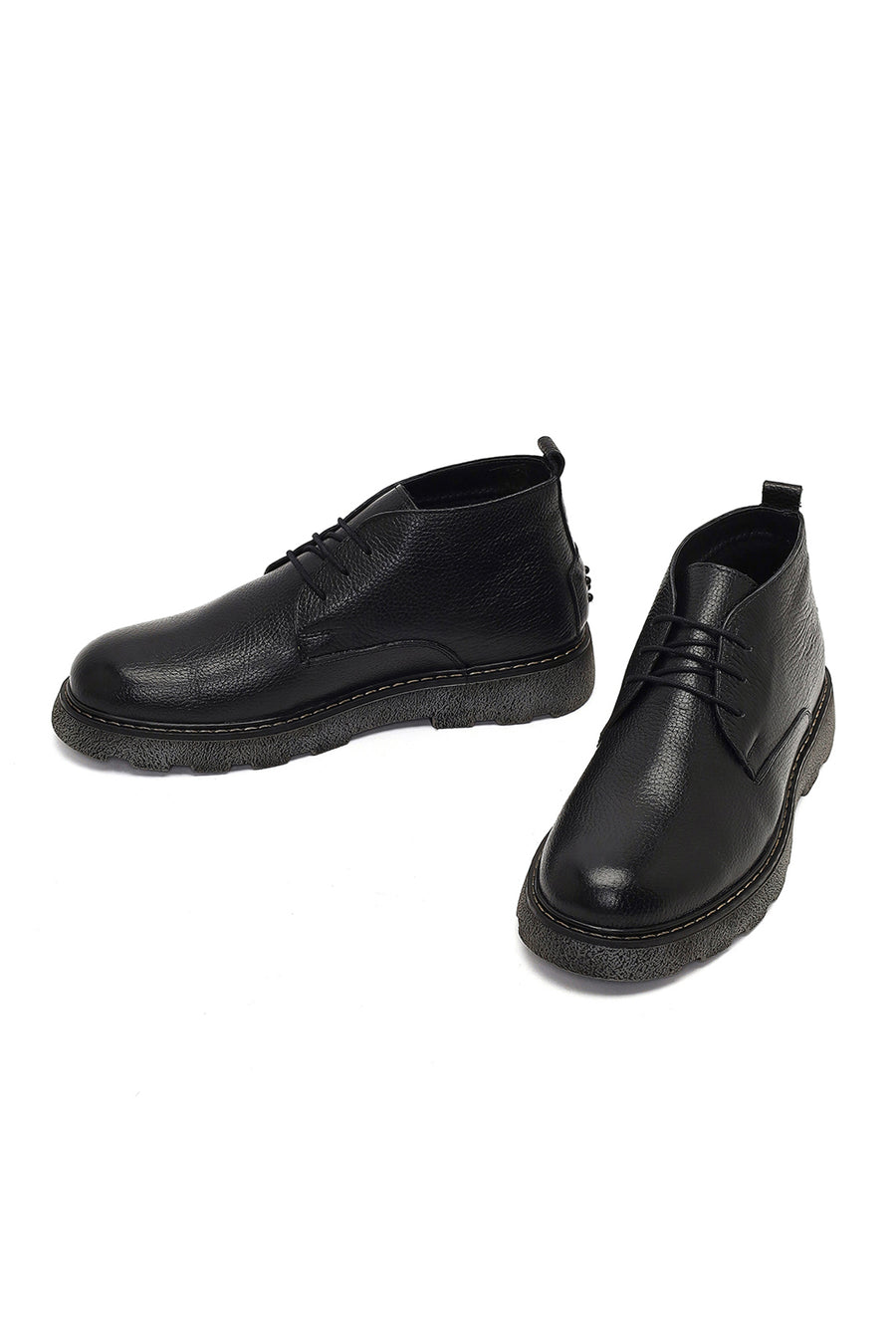Men's Black Lace-Up Leather Casual Boot